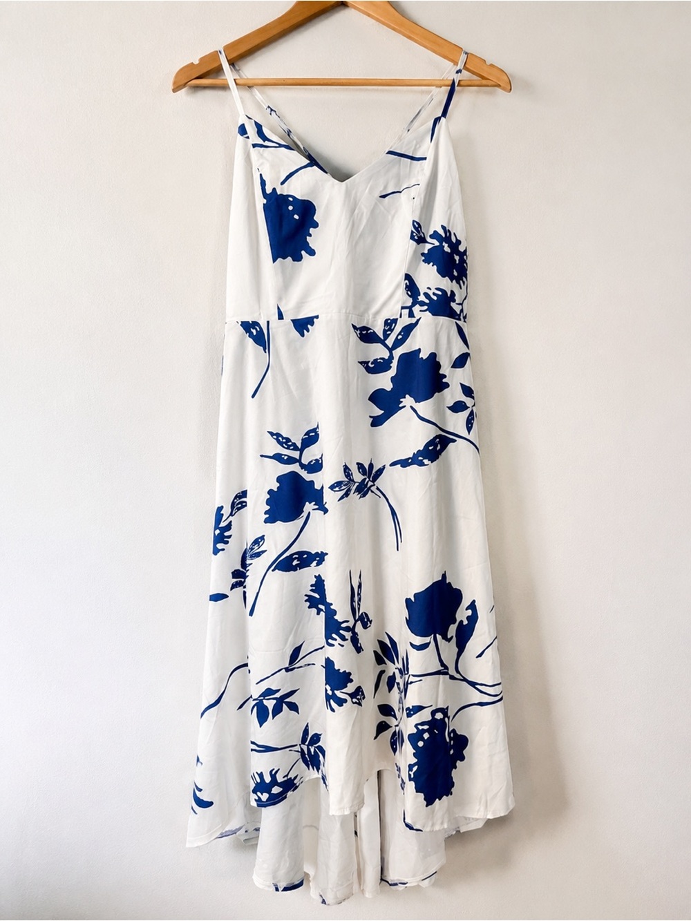 SHEIN White Slip Dress with Blue Floral Print